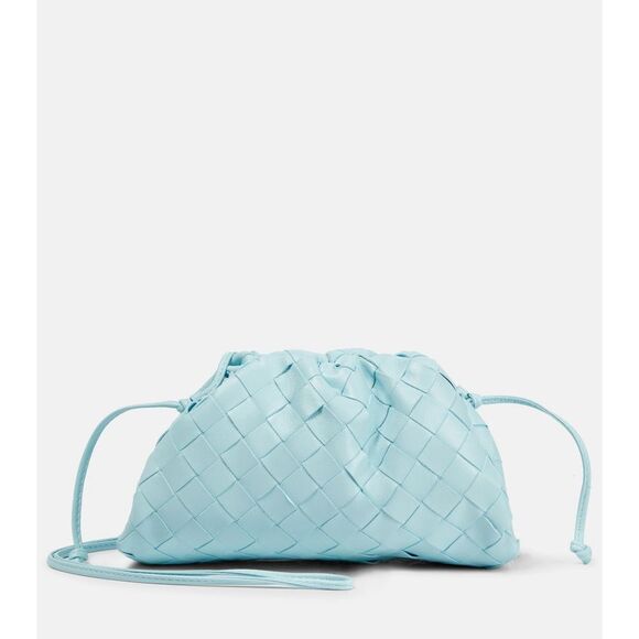 Bottega Veneta Accessories - BOTTEGA VENETA Mini Pouch Intrecciato Crossbody Bag In Pale Blue $2500